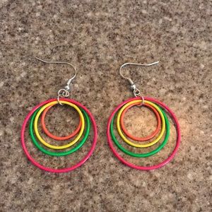 Neon dangly hoop earrings